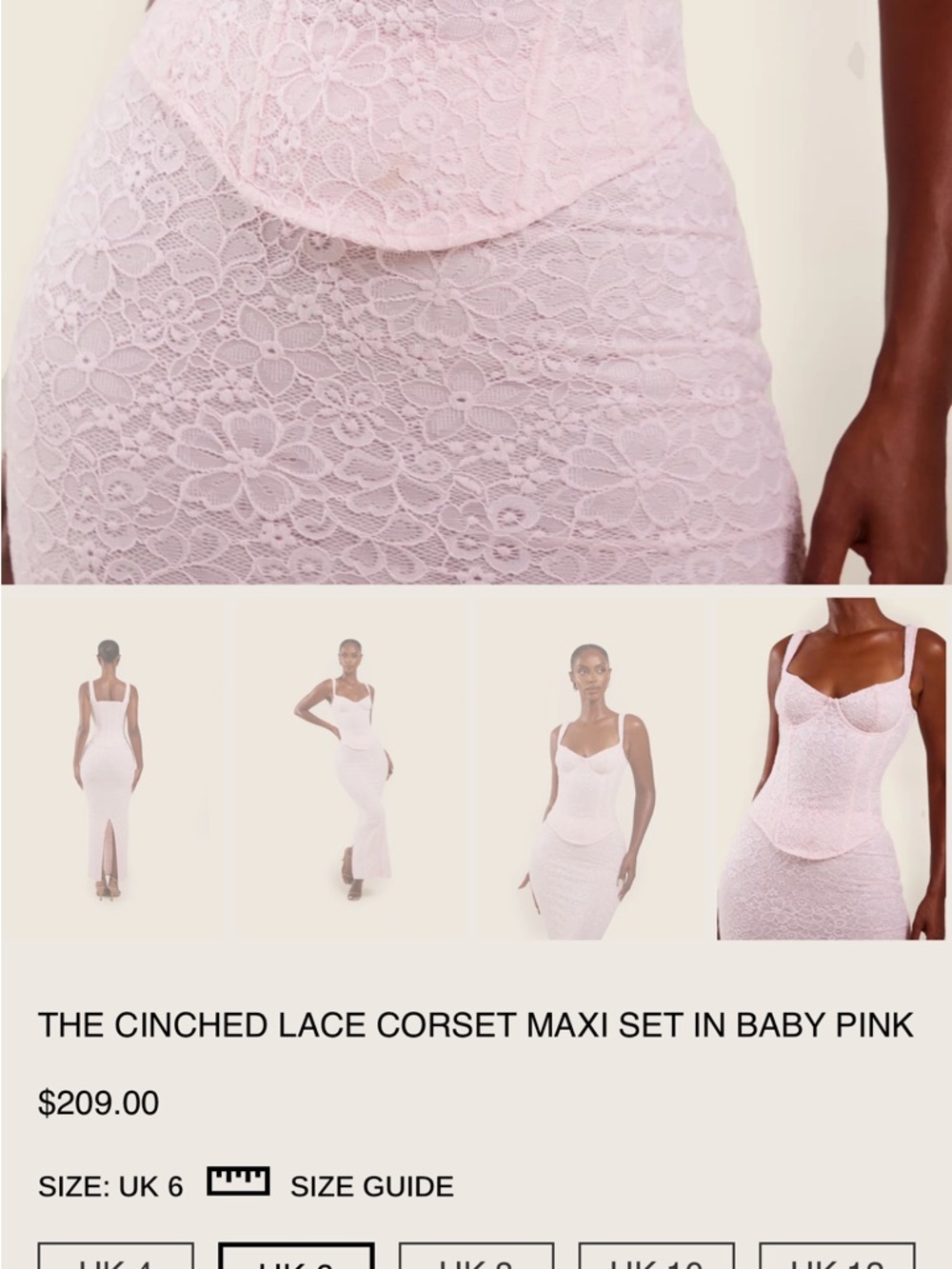 Pink Lace Maxi Dress with Corset Bodice - Picture 2 of 4